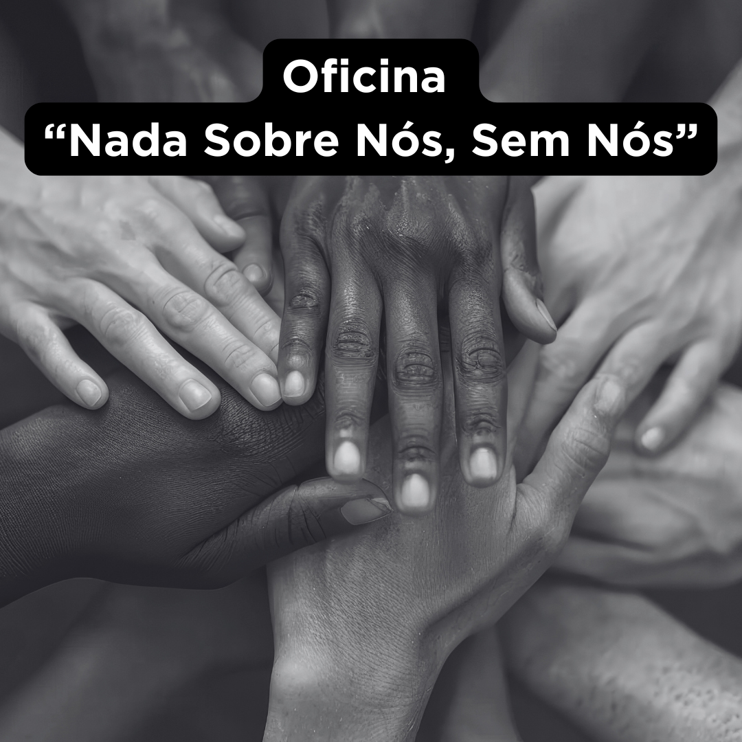 arte da oficina nada sobre nós, sem nós. Mãos diversas sobrepostas umas às outras